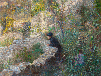 Plinio Nomellini, Ulivi ad Albaro o Mattino d’aprile in Liguria, particolare