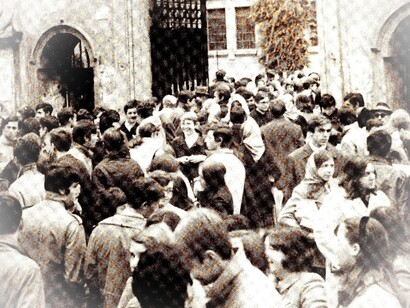Occupazione del liceo Mamiani di Roma, Italia. Dicembre 1968