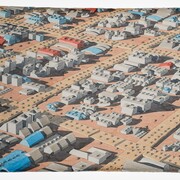 Dagoberto Rodríguez, Zaatari Refugee Camp, 2024, Watercolour on paper, 66,5 x 103 cm (unframed),80 x 118 cm (framed). Courtesy of Piero Atchugarry Gallery and the Artist