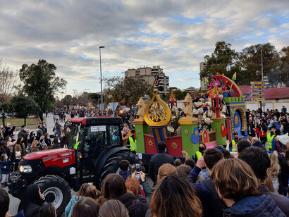 Cavalcade of Magi, traditional Spanish parade with floats carrying the wise men 
