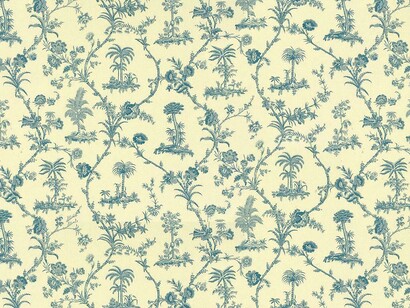 Brunschwig & Fils, West Indies toile cotton, print fabric blue