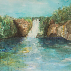 Danielle Noronha, Eu me lembrava que dava para pular de cabeça, 2014, Aquarela sobre papel, 100 x 140 cm. Photo: Danilo Dilettoso / Courtesy of Galeria Mezanino