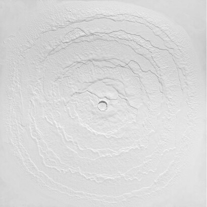 Miquel Barceló, Plaza de Toros de Ronda, 2012, White titanium pigment and polyvinyl acetate on synthetic canvas, 78 3/4 x 78 3/4 x 1 5/8 inches (200 x 200 x 4 cm), Courtesy Acquavella Galleries, Art © Miquel Barceló, 2012. Photo © André Morin, 2013