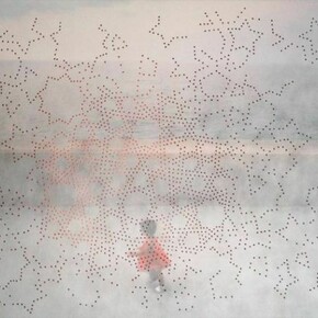 Raja Aissa, Volatile 4, 2013, Mixed Media, 97H x 146W, Unique Reflection series