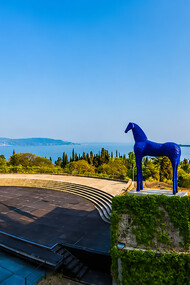 The Amphitheatre in the garden of Vittoriale degli italiani, located in Gardone Riviera at Lake Garda, Italy