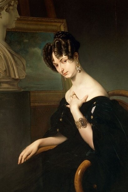 Il terrore gotico si nutre di silenzi, ombre e colpe antiche, trasformando la paura in uno specchio deformante della società. Francesco Hayez, "Cristina Trivulzio Belgiojoso-Trivulzio", 1843, collezione privata