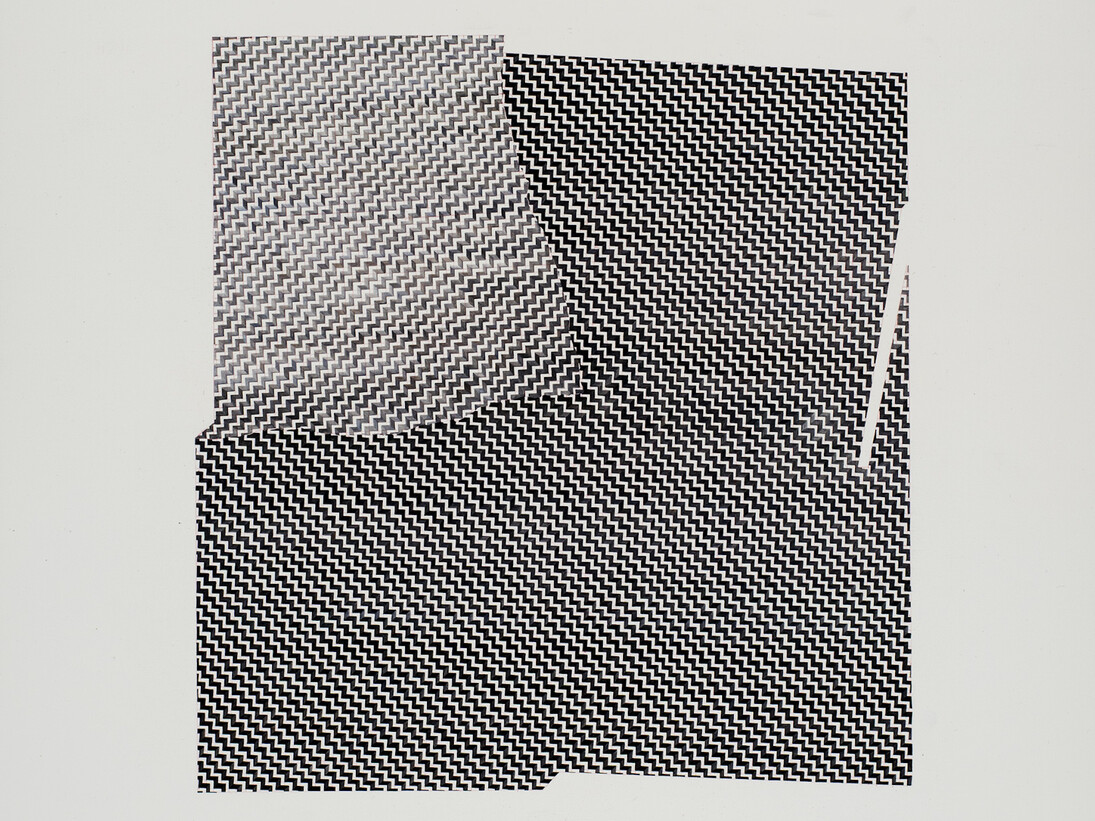 Toulu Hassani, untitled, mechanical pencil, oil on canvas, 2016, 61 x 43 cm / (Sammlung des Bundes, Bonn), © Foto: Volker Crone. 