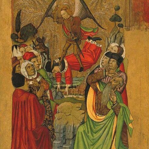 Jaume Huguet (1445–1492), San Michele sconfigge l'Anticristo, Museo nazionale d'arte della Catalogna