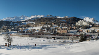 Panoramic view of St. Moritz in winter