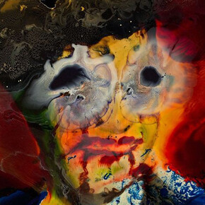 Keith Tyson, Unnatural Portrait, dettaglio, 2015, Mixed media on aluminium, 57.8 x 47.8 cm