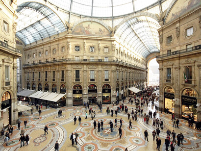 L'interno della Galleria Vittorio Emanuele oggi