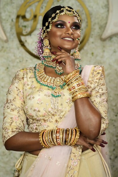 Bridal makeup by Kannan Raajamanickam on the model Shalani Arumugam