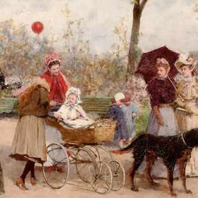 Francesc Miralles, Into the Park. Paris, Bois de Boulogne, ca. 1895-6, oil on panel, 46 x 83 cm. Courtesy of Colnaghi