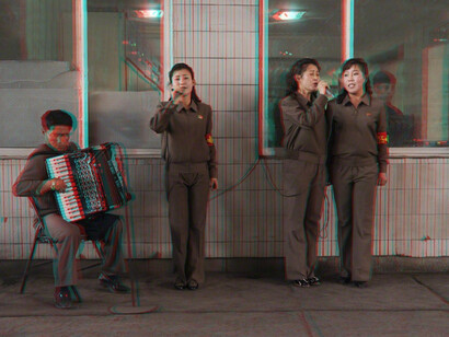Matjaž Tančič, #62. Accordionist + Singers, Chollima Steelworks, 2014. Courtesy of Pékin Fine Arts