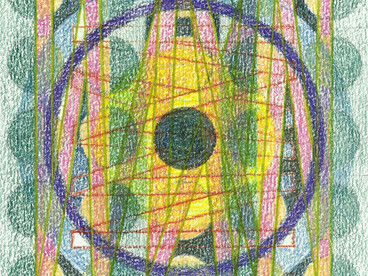 Magical Night #9, coloured pencil on paper, 13 x 13 cm, Mark Weighton, 2011