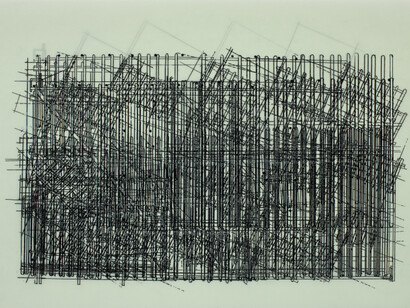 Julie Merriman, Revisions V, 2013, typewriter
carbon film on paper and translucent paper, 35 x
50cm. Detail