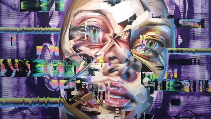 Justin Bower, "Palindromic DNA I” Oil on canvas 7 x 6’ 2015 (detail)