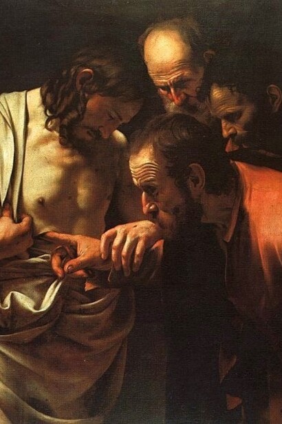 L'incredulità di san Tommaso, Caravaggio, Michelangelo Merisi detto, 1600-01, Bildergalerie, Potsdam, Germania