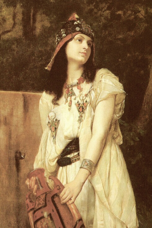 Painting by Gustave Boulanger depicting a Kabyle woman in traditional Amazigh attire