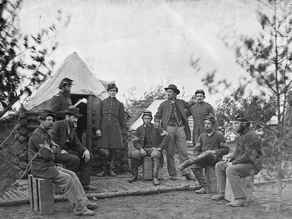 Building winter quarters, Nara. American Civil War photograph by Mathew Brady