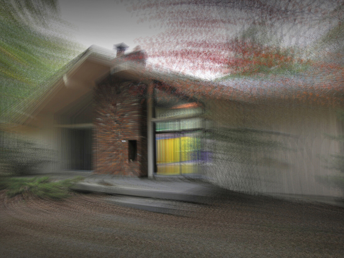 Bioscleave House Abstracted Through the Cottage © Robert Bowen 2015