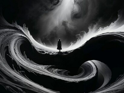 A woman experiencing sadness in an isolated, dimly lit space