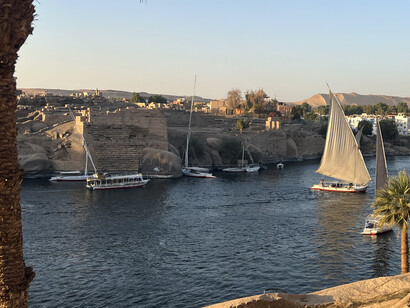 A view of the Nile from the terrace of the Cataract Hotel, Egypt
