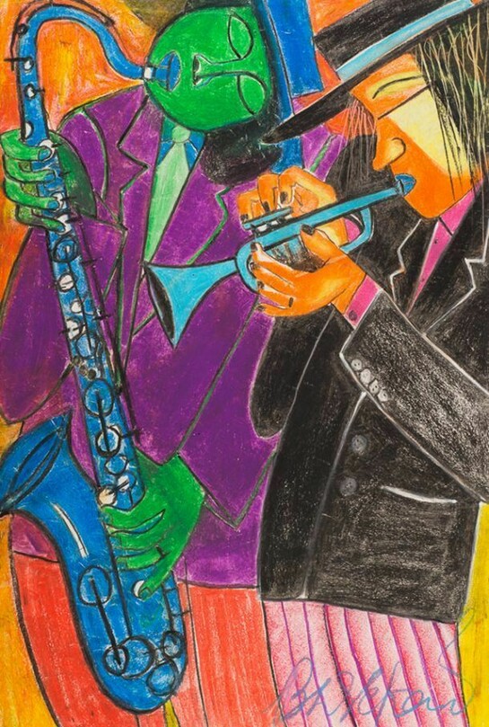 Charles Sekano, Jazz Scene Pastel 1992, © Alan Roderick