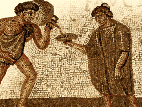 Esclavos en un mosaico romano