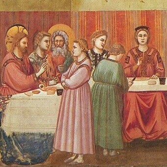 Giotto, "Le Nozze di Cana", dettaglio affresco, 1303-05, Cappella degli Scrovegni, Padova, Italia