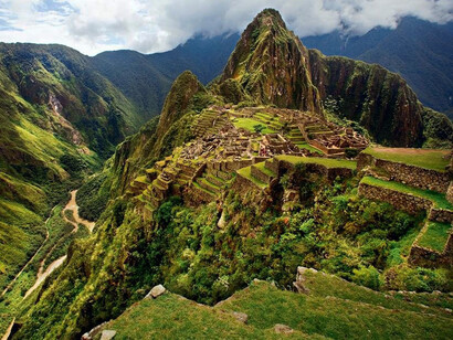 Vista aérea de Machu Picchu, Perú
