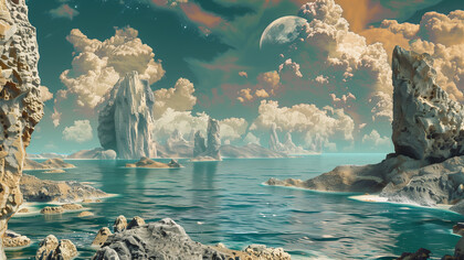 Paisaje costero con imaginación de IA