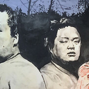 Andrea Saltini, Attualmente senza titolo, 2018, argilla pigmentata di nero, gesso, pigmenti, inchiostri cinesi su tela, cm. 180x220, courtesy ArteSì (Copia)