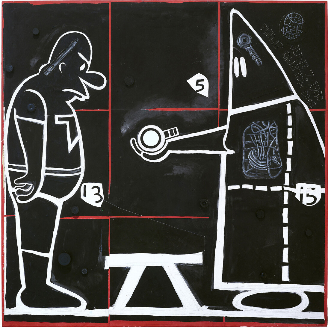 Trenton Doyle Hancock, Step and Screw #18-1, the Handoff, 2015, Mixed media on canvas, 60 x 60 inch (152.4 x 152.4 cm), Courtesy of the Zang Collection, London