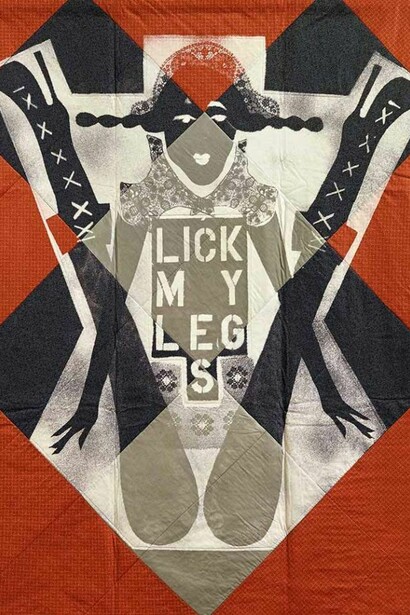 Lara Schnitger, Lick my Legs, 2012, bleached linen, 193 x 150 cm, 75 5/8 x 58 3/4 ins, Copyright the artist, Courtesy of Stuart Shave/Modern Art, London