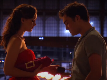 Leighton Meester and Ed Westwick as Blair Waldorf and Chuck Bass in Gossip Girl