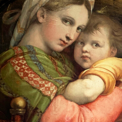 Raffaello, Madonna della Seggiola, dettaglio, Firenze, Galleria Palatina