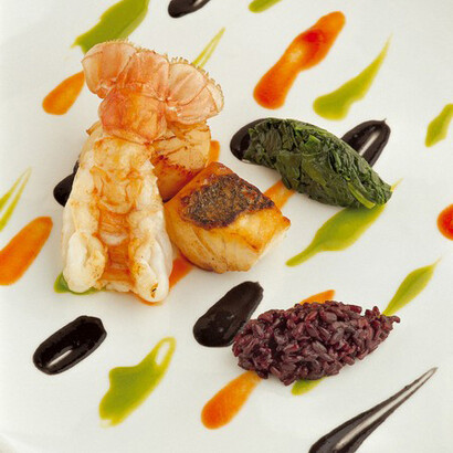 Cocina molecular, ensalada de pescado. Fotografía Grand Hotel Villa Serbelloni, Bellagio, 2010