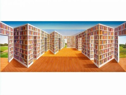 Patrick Hughes, Going Into Reverse, 2014, Oil on board construction, 68 x 172.5 x 25 cm, 26 3/4 x 67 7/8 x 9 7/8 in, Framed: 86 x 190.5 x 27 cm