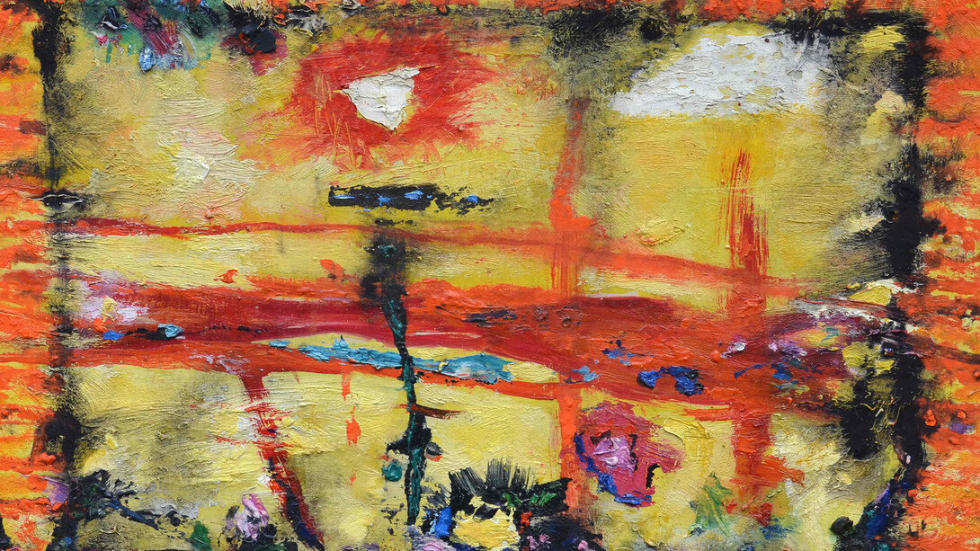Engel-Pak, Empire du soleil, 1956, 46 x 65 cm, Huile sur carton, Courtesy Galerie Intuiti