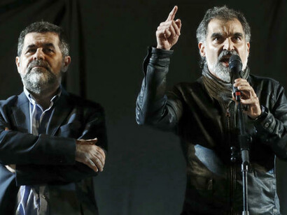 Jordi Sánchez y Jordi Cuixart, presidentes de la ANC y Òmnium Cultural, las dos entidades soberanistas al frente de las movilizaciones