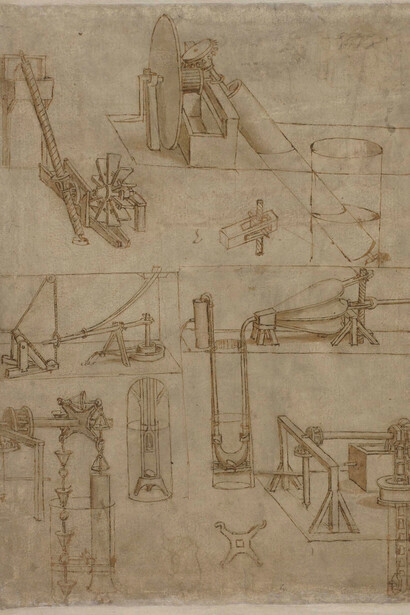 Leonardo da Vinci, vite di Archimede, f. 6, Codice Atlantico