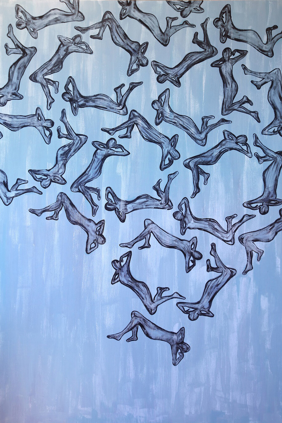 Laura Zeni, Corpi fluttuanti, 2015, acrilico su tela, 180 x 120 cm