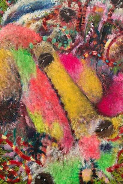 Mie Yim, Litter (detail), 2024. Oil on canvas. 60 × 48 inches (152.40 × 121.92 cm).Courtesy of the artists and KOW/Berlin, LambdaLambdaLambda/Prishtina, Simone Subal/New York