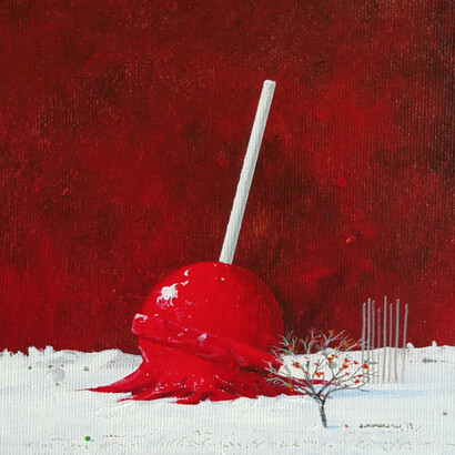 Serkan Küçüközcü,  İsimsiz,  2019, pres tuval üzeri akrilik boya, 15x15cm, 32x32cm-Framed
