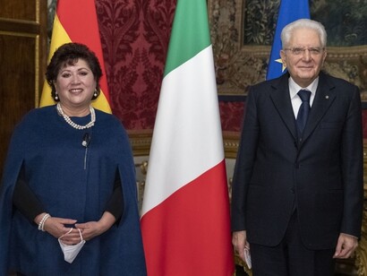 Sonia Brito Sandoval quando viene incaricata da Sergio Mattarella come Ambasciatore dello Stato Plurinazionale della Bolivia