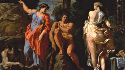 «Hércules na encruzilhada» (1596, Annibale Carracci) ilustra o mito da escolha de Hércules jovem entre o difícil, desconfortável e íngreme caminho do conhecimento e a ignorância fácil e agradável, mas enganosa e estéril