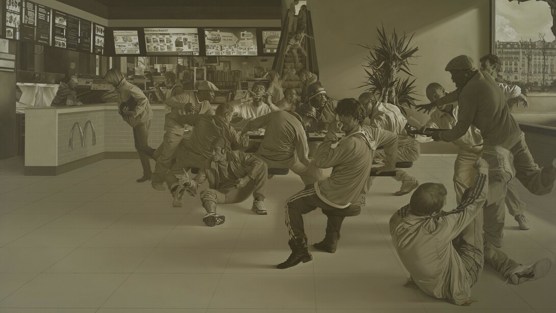 Guillaume Bresson, Sans titre, 2009-2014, Huile sur toile, 202 x 278 cm (79 1/2 x 109 1/2 in.), Courtesy Galerie Nathalie
Obadia, Paris/Bruxelles