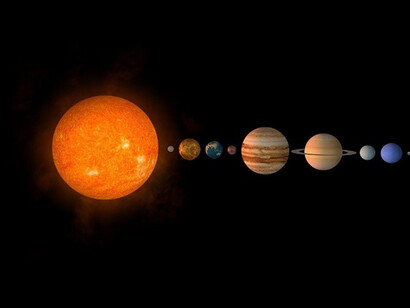 Sun planets and solar system illustration