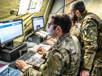 Italian Army soldiers from the 28th Regiment “Pavia” take part in a psychological operations exercise alongside the U.S. Army’s AFRICOM-affiliated 7th Psychological Operations Battalion